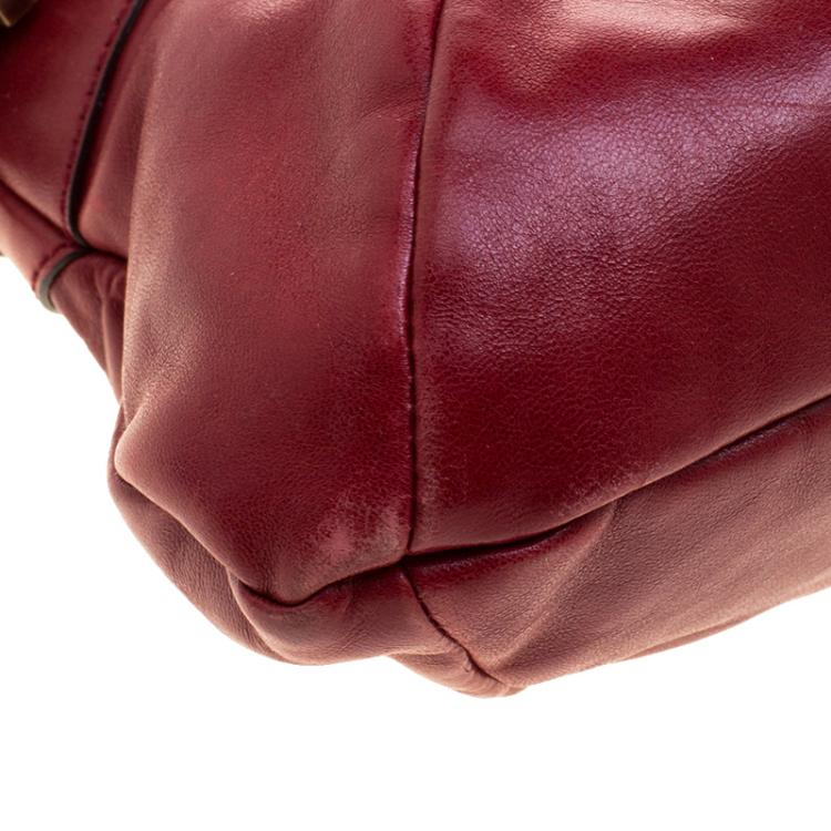 Pre Owned Salvatore Ferragamo Red Leather Marisa Satchel