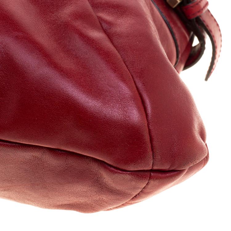 Pre Owned Salvatore Ferragamo Red Leather Marisa Satchel