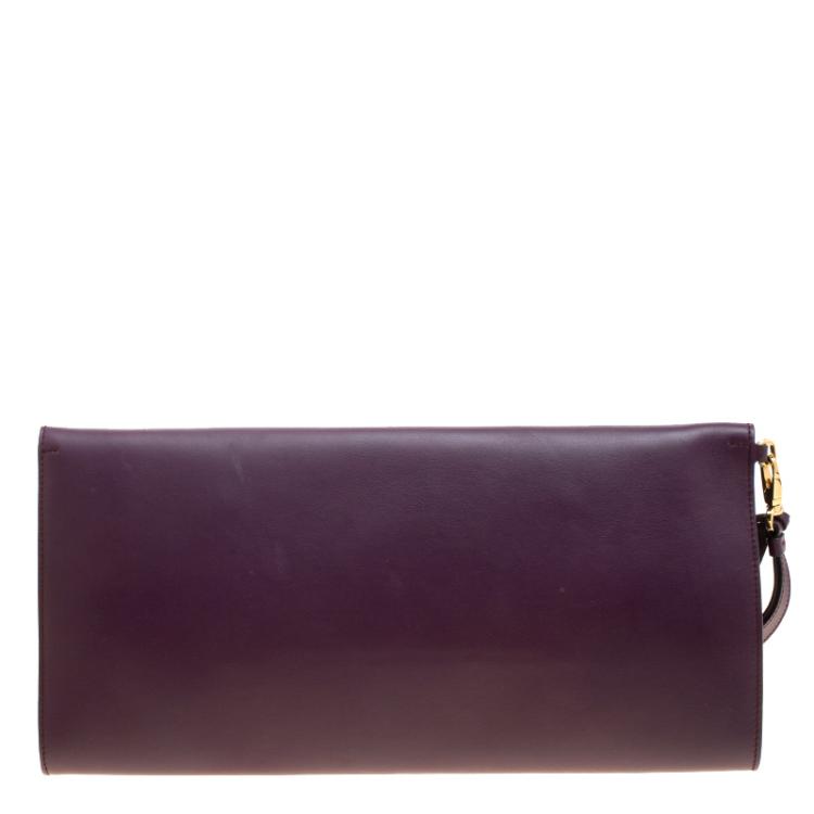 Pre Owned Salvatore Ferragamo Purple Leather Afef Gancio Clutch