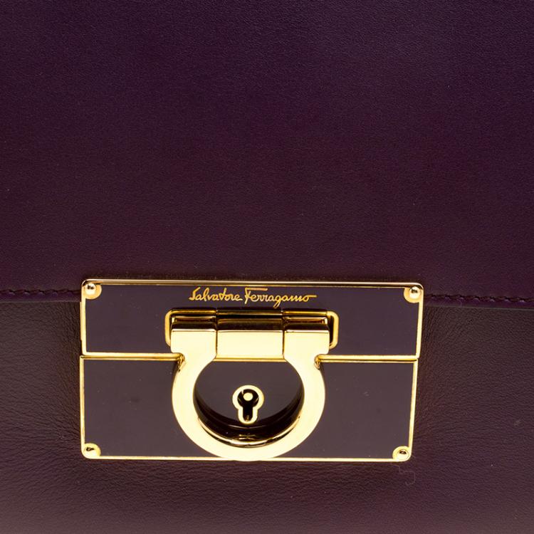 Pre Owned Salvatore Ferragamo Purple Leather Afef Gancio Clutch
