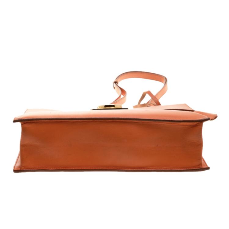 Pre Owned Salvatore Ferragamo Orange Leather Marisol Shoulder Bag
