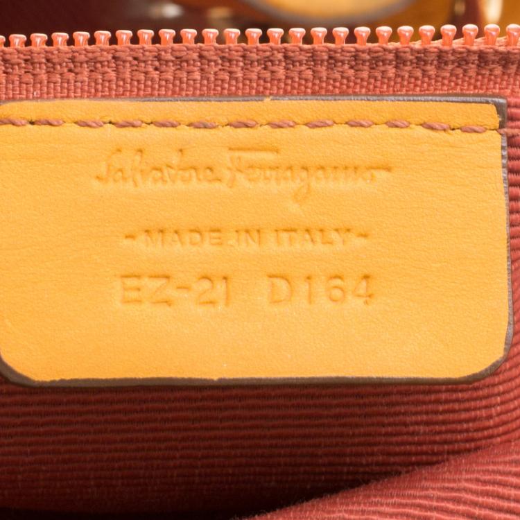 Pre Owned Salvatore Ferragamo Mustard Leather Ceyla Braided Top Handle Bag
