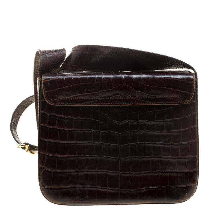 مملوكة مسبقًا Salvatore Ferragamo Brown Alligator Crossbody Bag