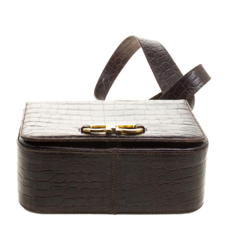 مملوكة مسبقًا Salvatore Ferragamo Brown Alligator Crossbody Bag