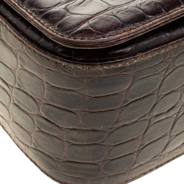 مملوكة مسبقًا Salvatore Ferragamo Brown Alligator Crossbody Bag
