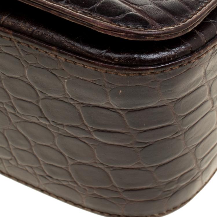 مملوكة مسبقًا Salvatore Ferragamo Brown Alligator Crossbody Bag