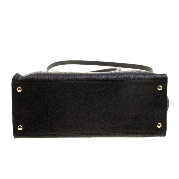 Pre Owned Salvatore Ferragamo Black Leather Gancio Lock Tote