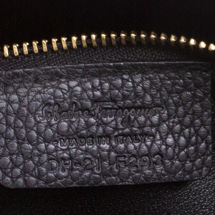 Pre Owned Salvatore Ferragamo Black Leather Gancio Lock Tote