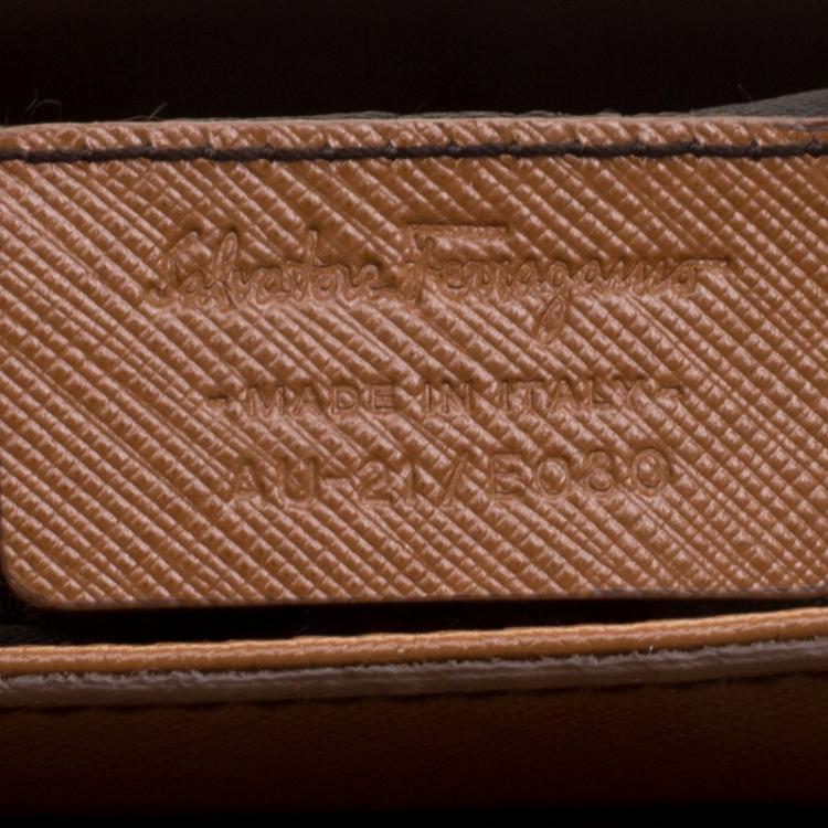 Pre Owned Salvatore Ferragamo Tan Saffiano Leather Paris Crossbody Bag