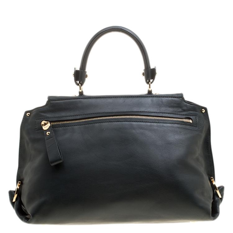 Pre Owned Salvatore Ferragamo Dark Green Leather Medium Sofia Satchel