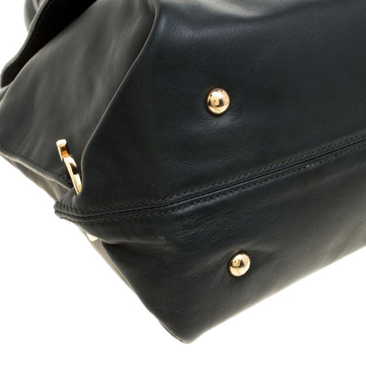 Pre Owned Salvatore Ferragamo Dark Green Leather Medium Sofia Satchel