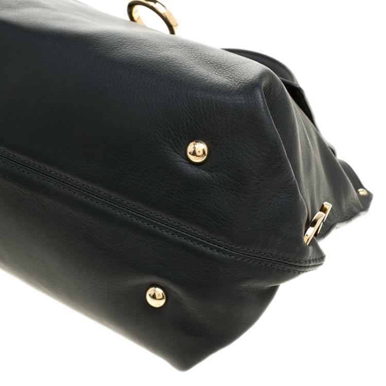 Pre Owned Salvatore Ferragamo Dark Green Leather Medium Sofia Satchel