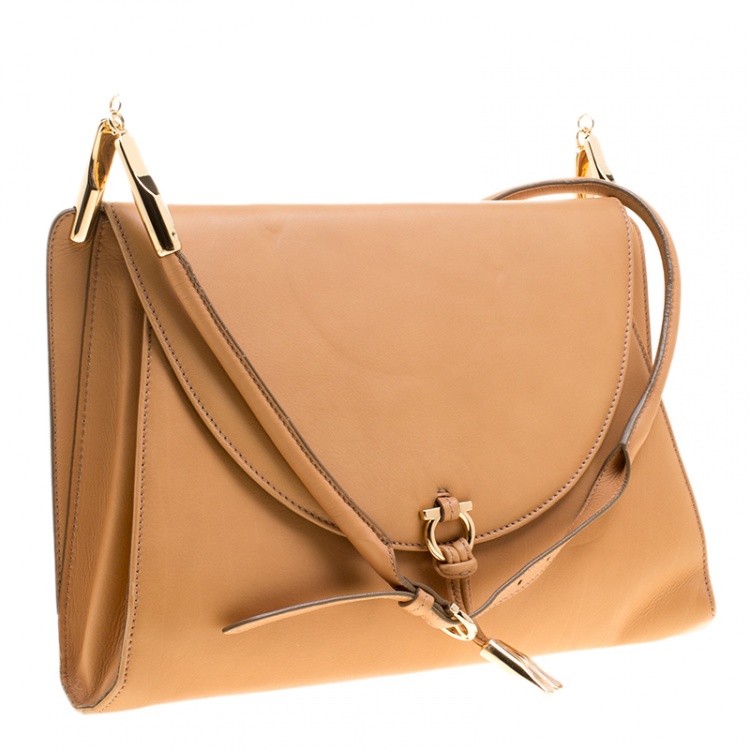 Pre Owned Salvatore Ferragamo Brown Soft Leather Shoulder Bag