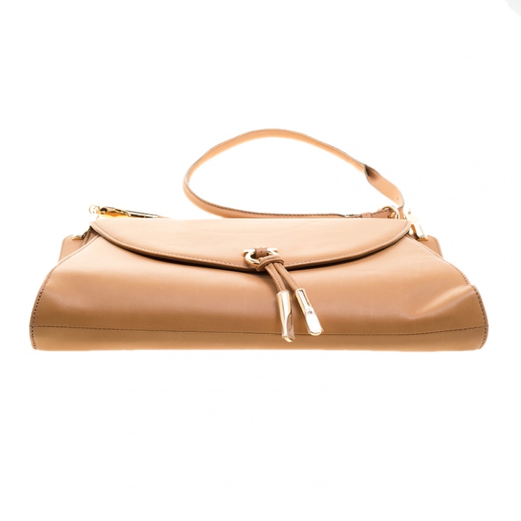 Pre Owned Salvatore Ferragamo Brown Soft Leather Shoulder Bag