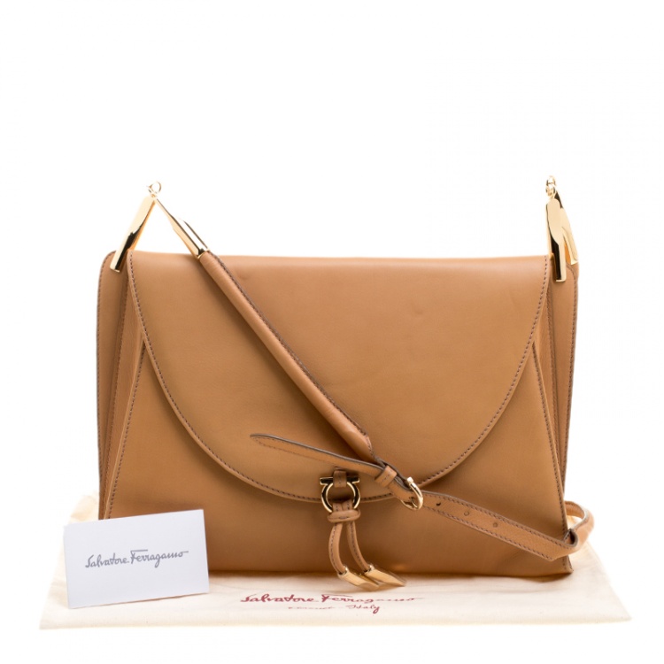 Pre Owned Salvatore Ferragamo Brown Soft Leather Shoulder Bag