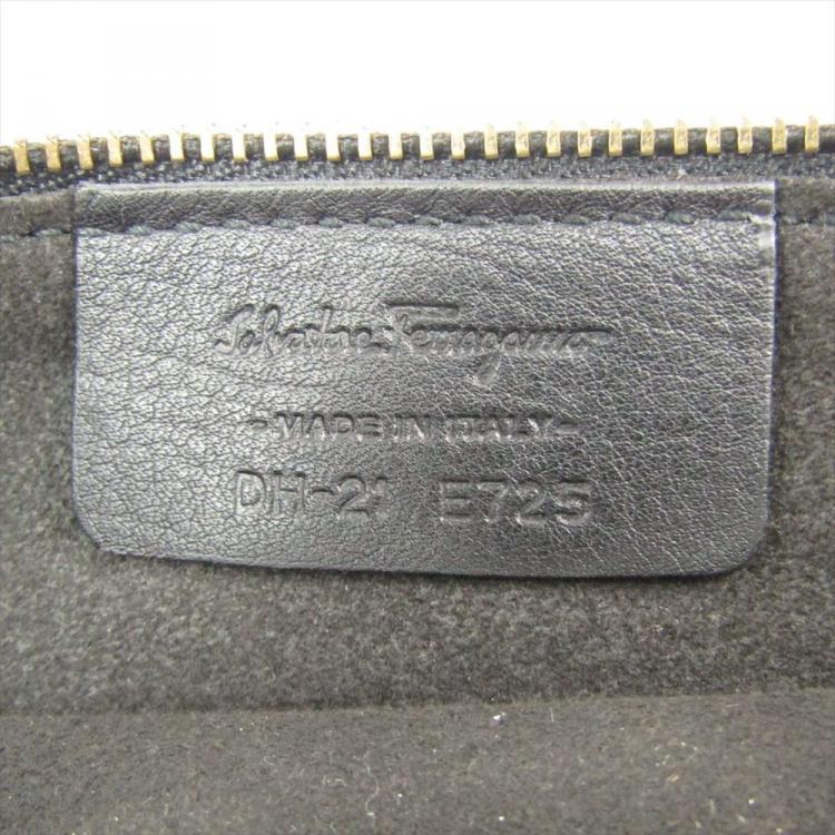 Pre Owned Salvatore Ferragamo Black Pebbled Leather Verve Tote