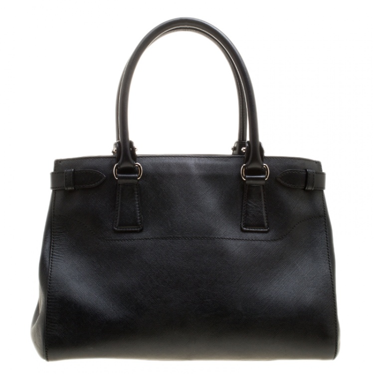 Pre Owned Salvatore Ferragamo Black Leather Batik Tote