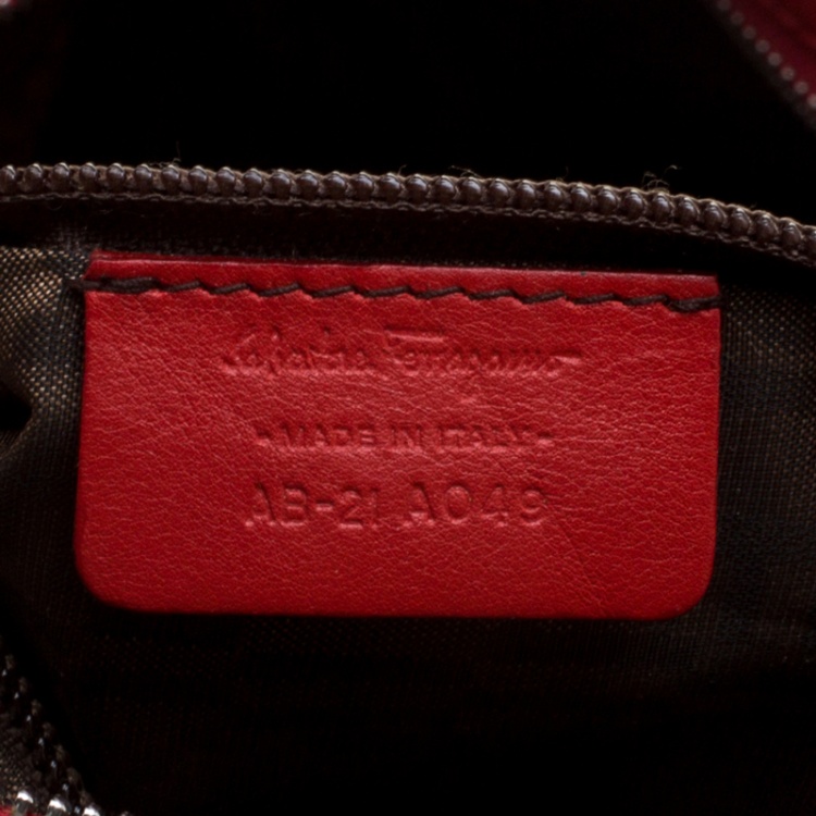 Pre Owned Salvatore Ferragamo Red Patent Leather Marisa Satchel 