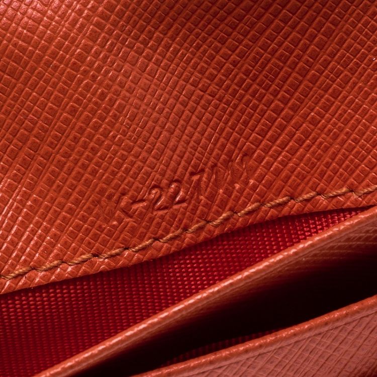 Pre Owned Salvatore Ferragamo Orange Leather Card Holder with Charm