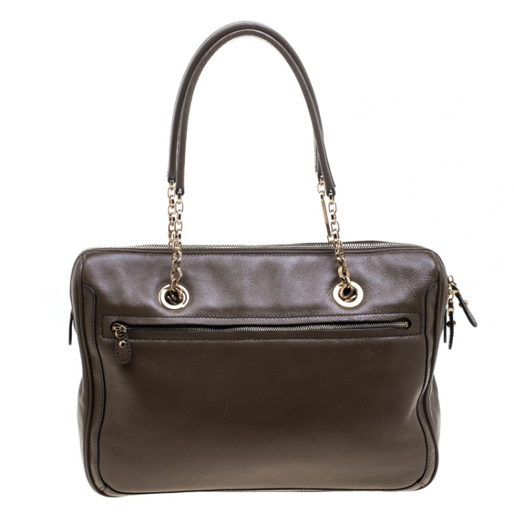 Pre Owned Salvatore Ferragamo Brown Leather Boston Bag