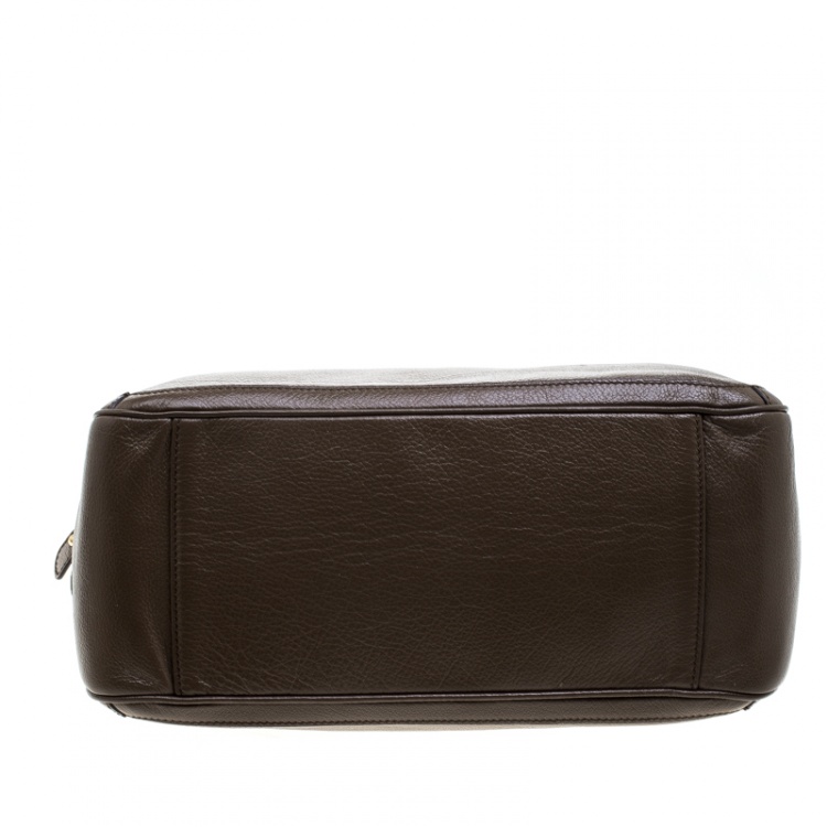 Pre Owned Salvatore Ferragamo Brown Leather Boston Bag