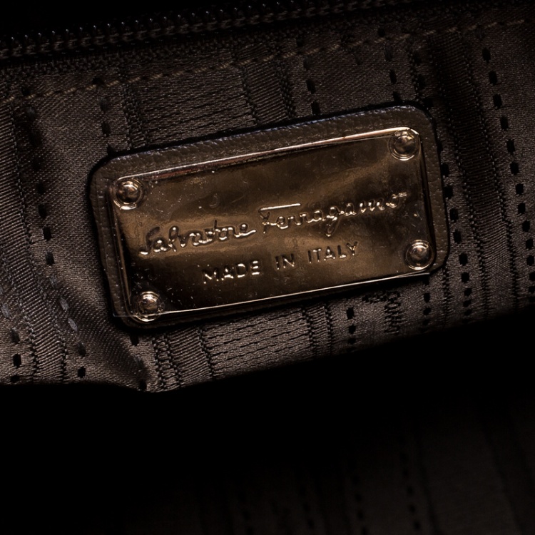 Pre Owned Salvatore Ferragamo Brown Leather Boston Bag