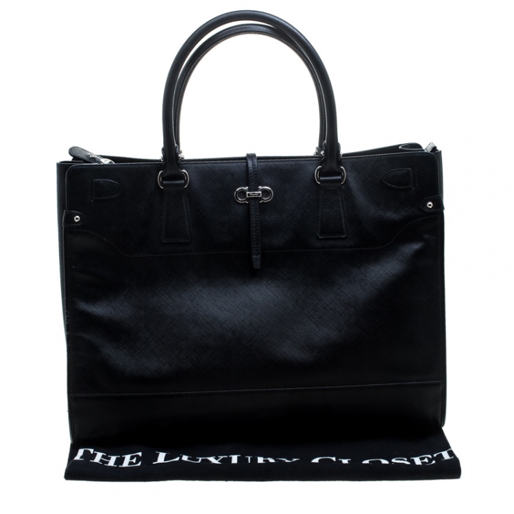 مملوكة مسبقًا Salvatore Ferragamo Black Leather Large Briana Tote