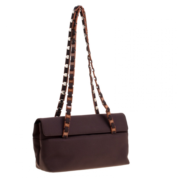 مملوكة مسبقًا Salvatore Ferragamo Dark Brown Canvas Shoulder Bag