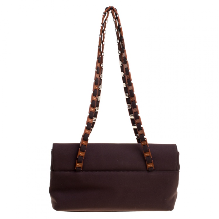 مملوكة مسبقًا Salvatore Ferragamo Dark Brown Canvas Shoulder Bag