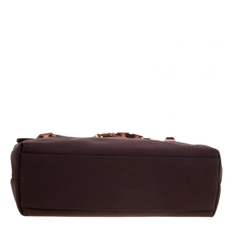 مملوكة مسبقًا Salvatore Ferragamo Dark Brown Canvas Shoulder Bag