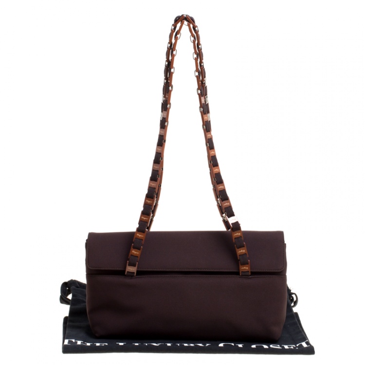 مملوكة مسبقًا Salvatore Ferragamo Dark Brown Canvas Shoulder Bag