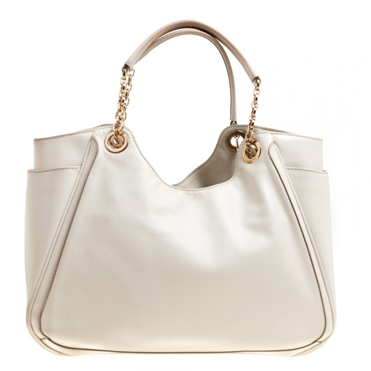 Pre Owned Salvatore Ferragamo Cream Leather Betulla Tote