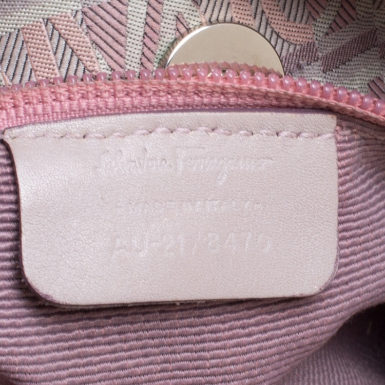 Pre Owned Salvatore Ferragamo Biege Logo Printed Canvas Braided Handle Hobo
