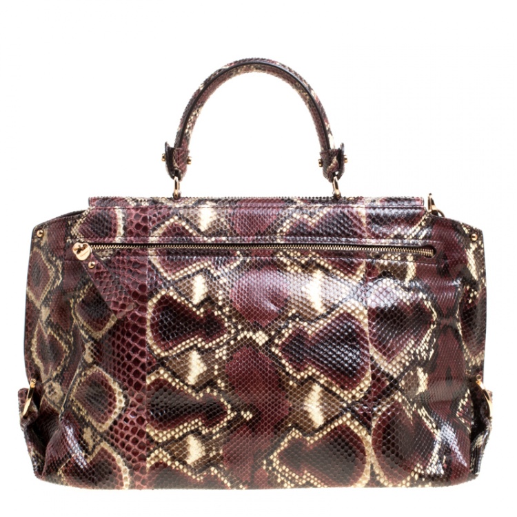 Pre Owned Salvatore Ferragamo Burgundy Python Large Sofia Satchel