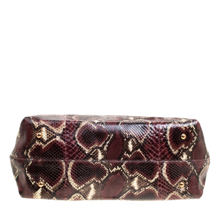 Pre Owned Salvatore Ferragamo Burgundy Python Large Sofia Satchel