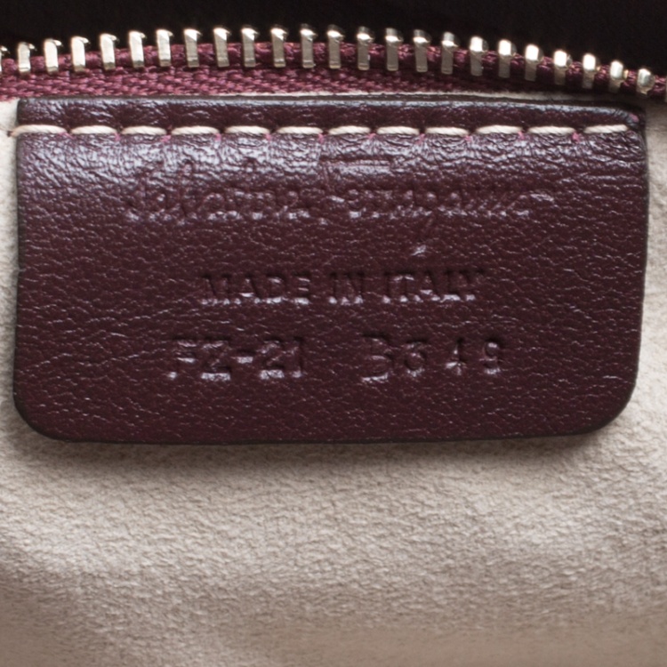 Pre Owned Salvatore Ferragamo Burgundy Python Large Sofia Satchel