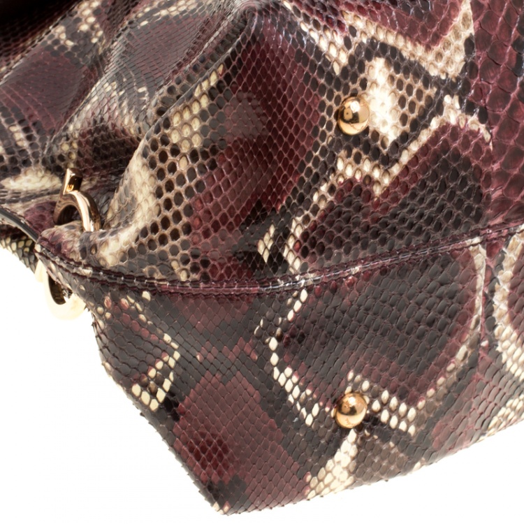 Pre Owned Salvatore Ferragamo Burgundy Python Large Sofia Satchel