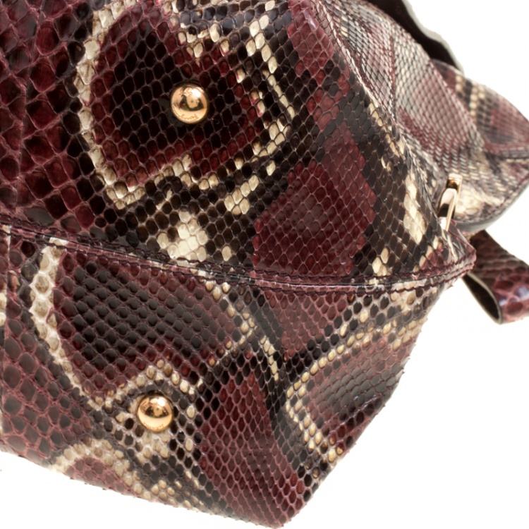 Pre Owned Salvatore Ferragamo Burgundy Python Large Sofia Satchel