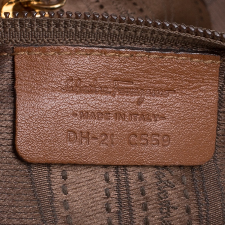 Pre Owned Salvatore Ferragamo Black/Brown Leather Top Handle Bag