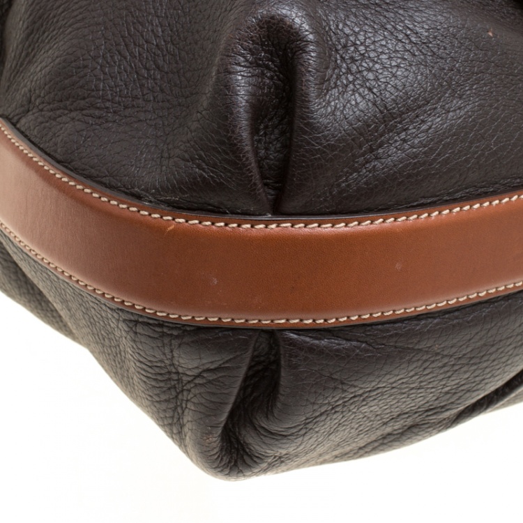 Pre Owned Salvatore Ferragamo Black/Brown Leather Top Handle Bag