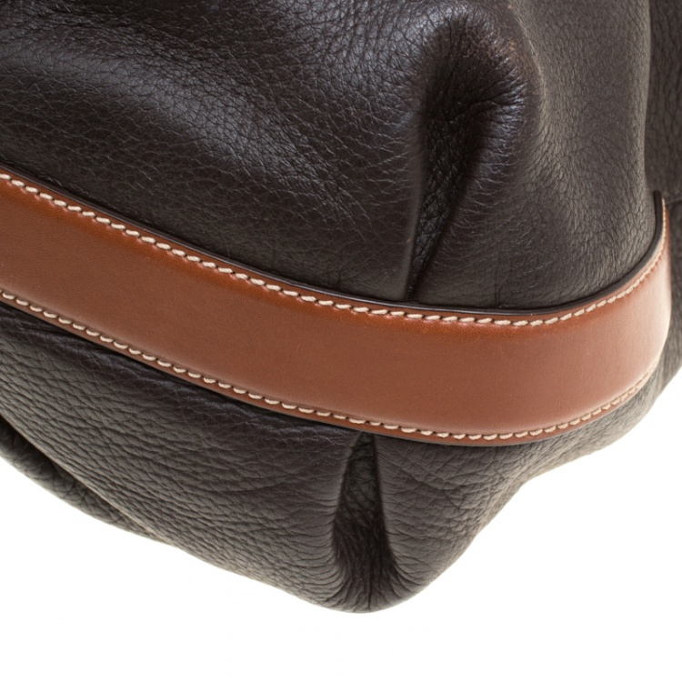 Pre Owned Salvatore Ferragamo Black/Brown Leather Top Handle Bag
