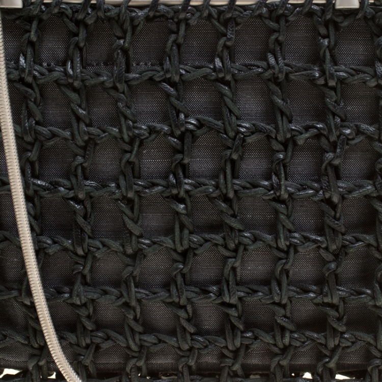 مملوكة مسبقًا Salvatore Ferragamo Black Woven Leather Top Handle Shoulder Bag