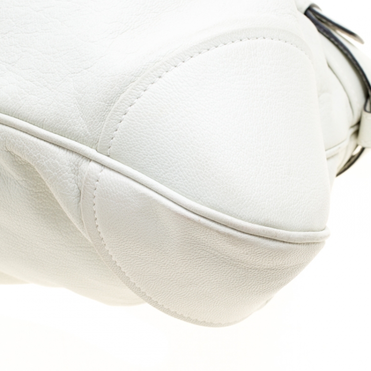 Pre Owned Salvatore Ferragamo White Leather Marisa Satchel