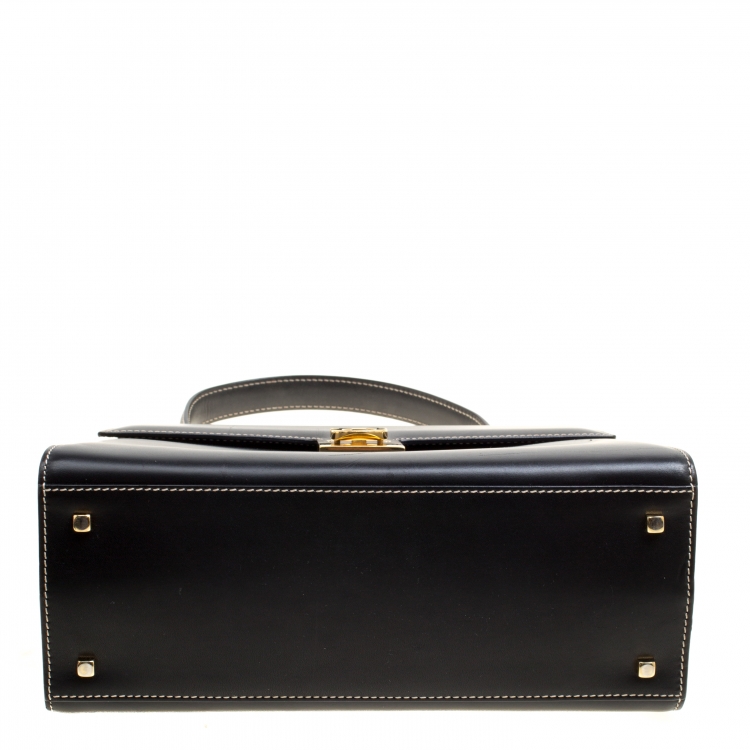 Pre Owned Salvatore Ferragamo Black Leather Gancio Top Handle Bag