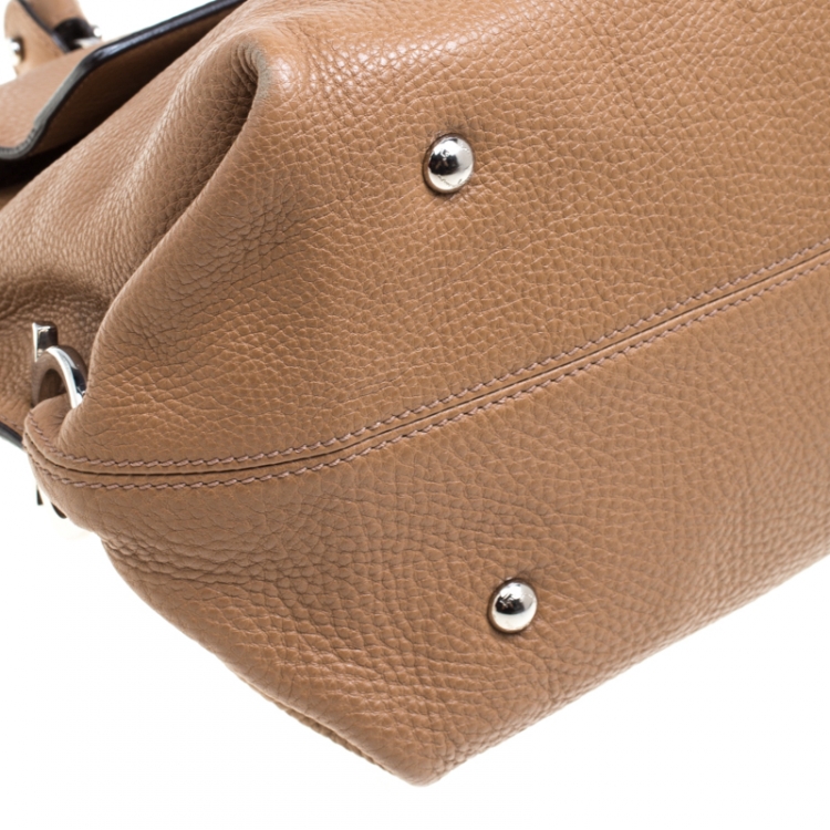 Pre Owned Salvatore Ferragamo Light Brown Leather Sofia Satchel