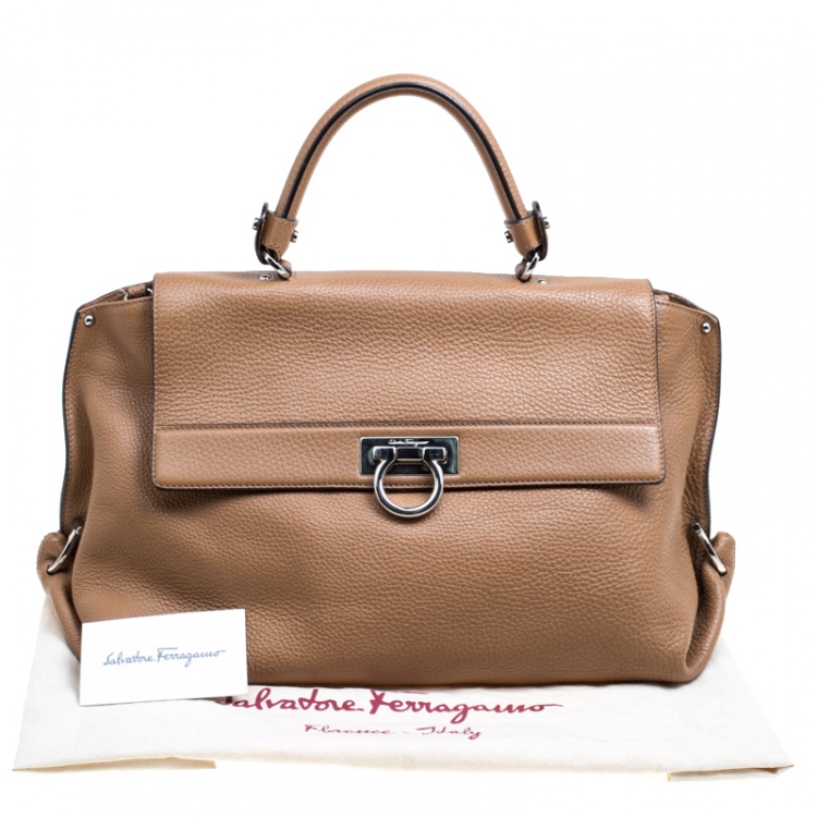 Pre Owned Salvatore Ferragamo Light Brown Leather Sofia Satchel