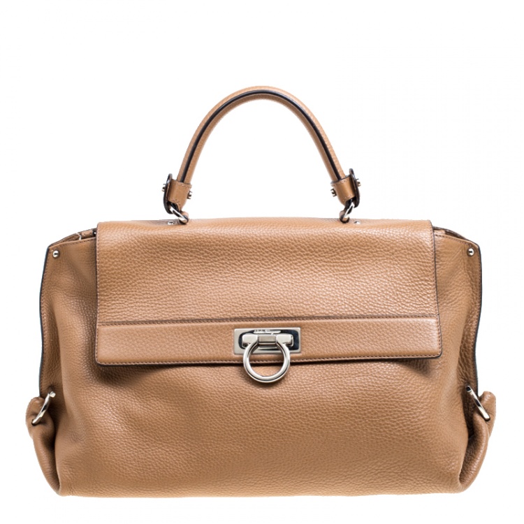 Pre Owned Salvatore Ferragamo Light Brown Leather Sofia Satchel