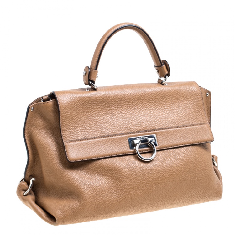 Pre Owned Salvatore Ferragamo Light Brown Leather Sofia Satchel
