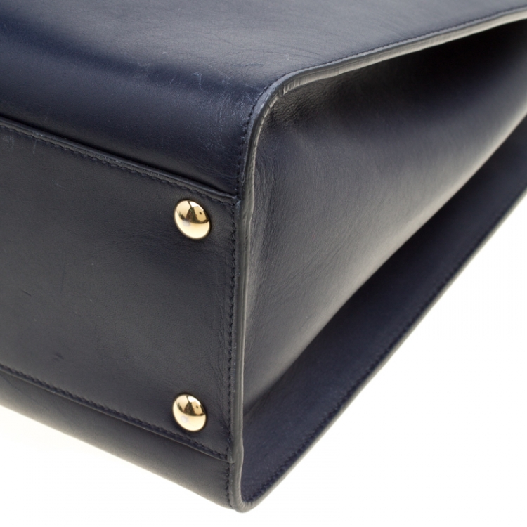 مملوكة مسبقًا Salvatore Ferragamo Navy Blue Leather Marlene Tote