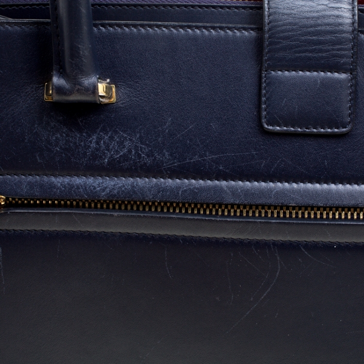 مملوكة مسبقًا Salvatore Ferragamo Navy Blue Leather Marlene Tote